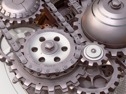 Gear Mechanism with Chains M1 3D Model