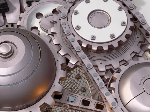Gear Mechanism with Chains M1 3D Model