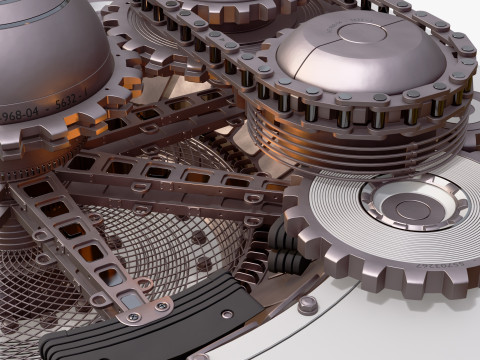Gear Mechanism with Chains M1 3D Model