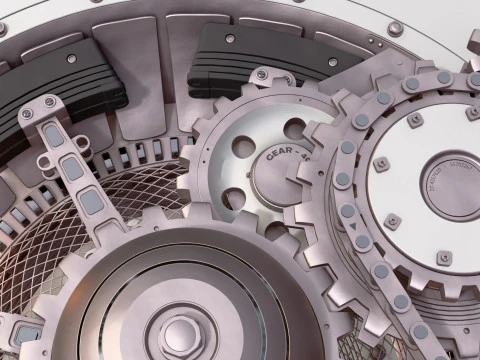 Gear Mechanism with Chains M1 3D Model