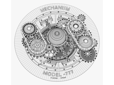 Gear Mechanism with Chains M1 3D Model