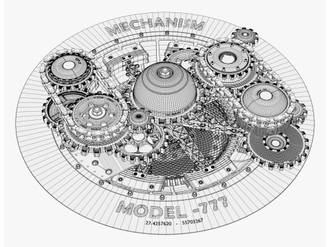 Gear Mechanism with Chains M1 3D Model