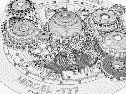 Gear Mechanism with Chains M1 3D Model