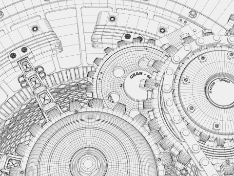 Gear Mechanism with Chains M1 3D Model