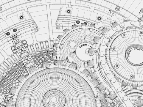 Gear Mechanism with Chains M1 3D Model
