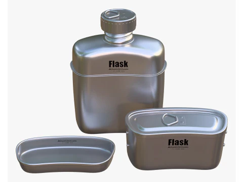 Camping Canteen with Mess Kit M1 3D Model