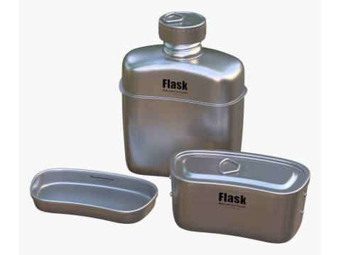 Camping Canteen with Mess Kit M1 3D Model