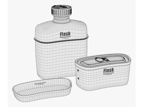Camping Canteen with Mess Kit M1 3D Model