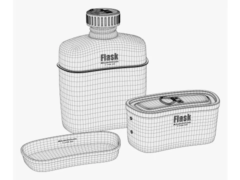 Camping Canteen with Mess Kit M1 3D Model