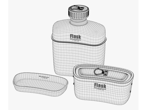 Camping Canteen with Mess Kit M1 3D Model