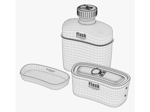 Camping Canteen with Mess Kit M1 3D Model