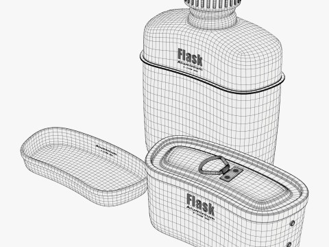 Camping Canteen with Mess Kit M1 3D Model