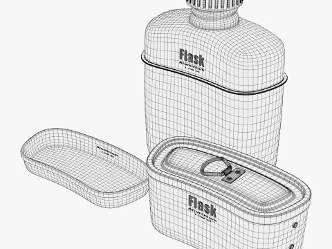 Camping Canteen with Mess Kit M1 3D Model