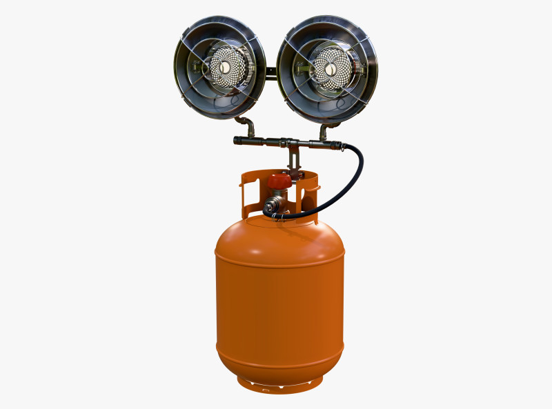 Infrared Gas Heater with Dual Burners M1 3D Model .c4d .max .obj .3ds .fbx .stl .blend