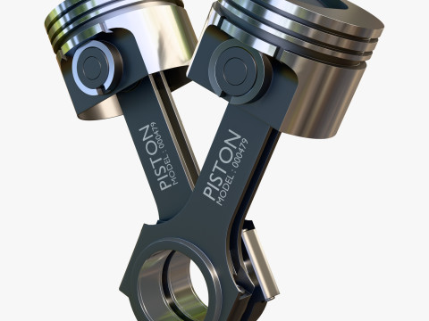 Engine Pistons with Connecting Rods M1 Modelo 3D