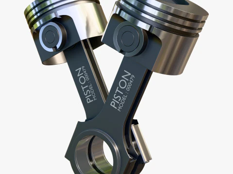 Engine Pistons with Connecting Rods M1 3D Model