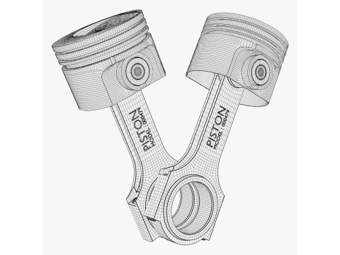 Engine Pistons with Connecting Rods M1 Modelo 3D
