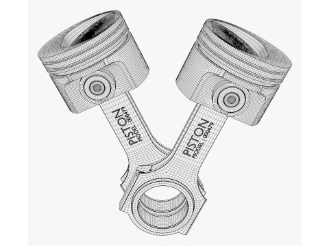 Engine Pistons with Connecting Rods M1 Modelo 3D