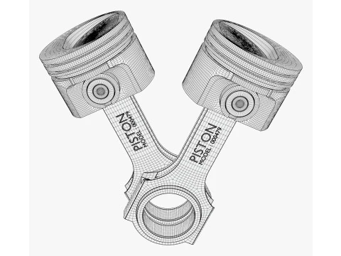 Engine Pistons with Connecting Rods M1 3D Model