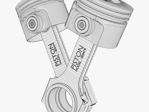 Engine Pistons with Connecting Rods M1 Modelo 3D