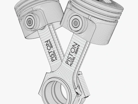 Engine Pistons with Connecting Rods M1 3D Model