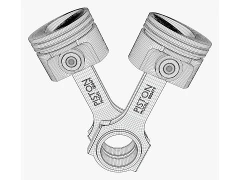Engine Pistons with Connecting Rods M1 3D Model