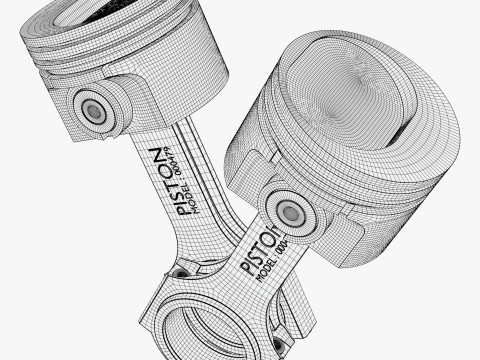 Engine Pistons with Connecting Rods M1 Modelo 3D