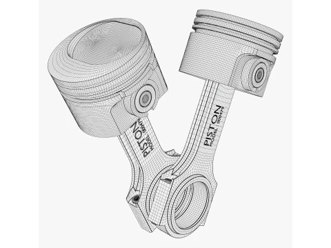 Engine Pistons with Connecting Rods M1 3D Model