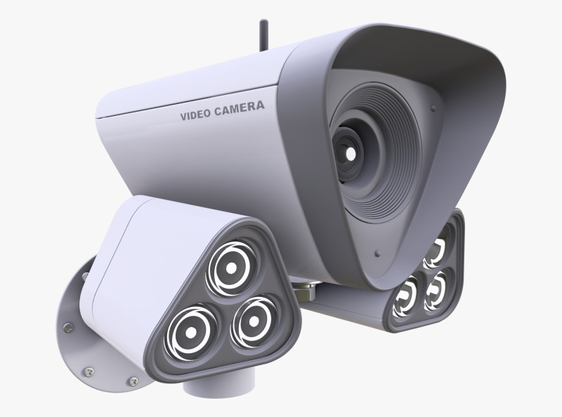 Security Camera with Infrared Lights M1 3D 모델 .c4d .max .obj .3ds .fbx .stl .blend