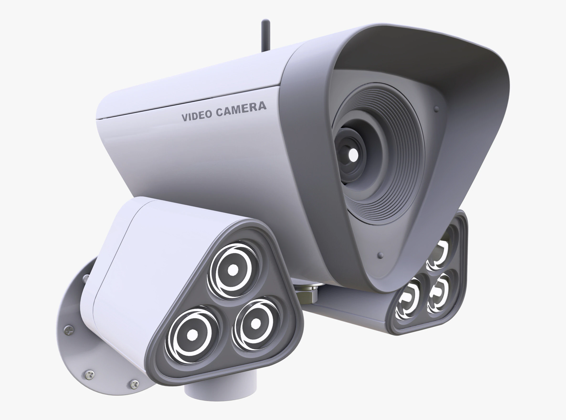 Security Camera with Infrared Lights M1 3D Model .c4d .max .obj .3ds .fbx .stl .blend