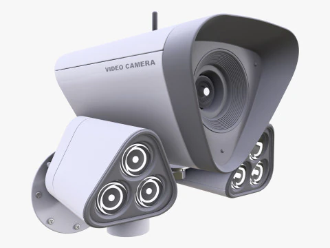 इन्फ्रारेड लाइट्स एम1 के साथ सुरक्षा कैमरा 3D मॉडल