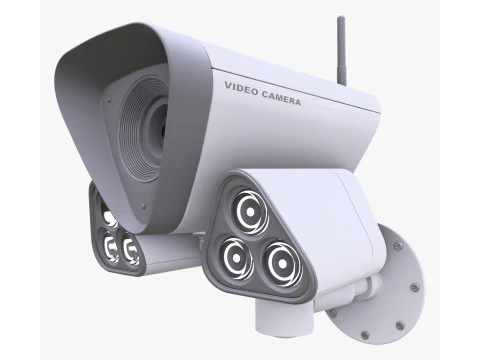 Security Camera with Infrared Lights M1 3D Model