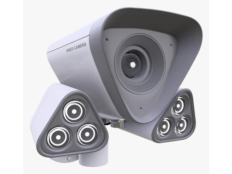 Security Camera with Infrared Lights M1 3D Model