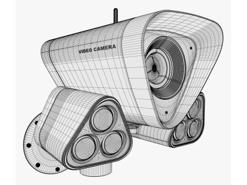 Security Camera with Infrared Lights M1 3D Model