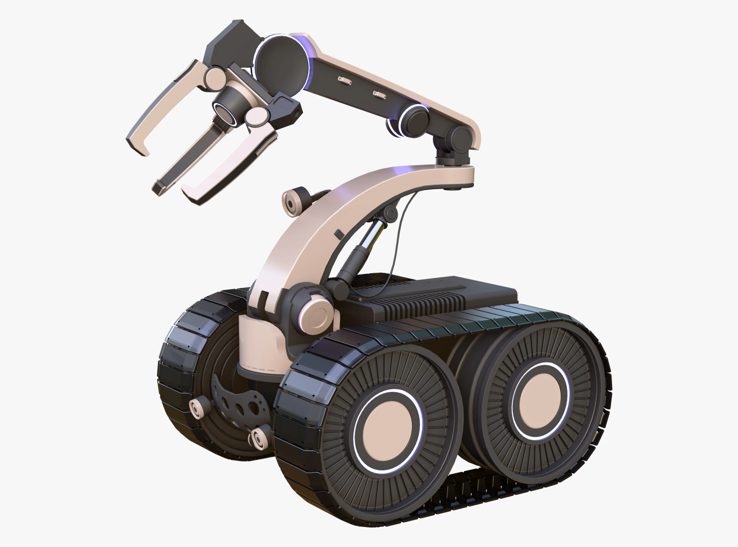 Tracked Mobile Platform with Robot Arm Gripper M1 3D Model .c4d .max .obj .3ds .fbx .stl .blend 