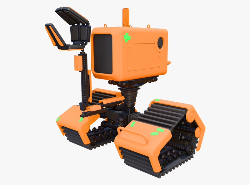 Tracked Droid with Robotic Arm M1 3D Modell .c4d .max .obj .3ds .fbx .stl .blend