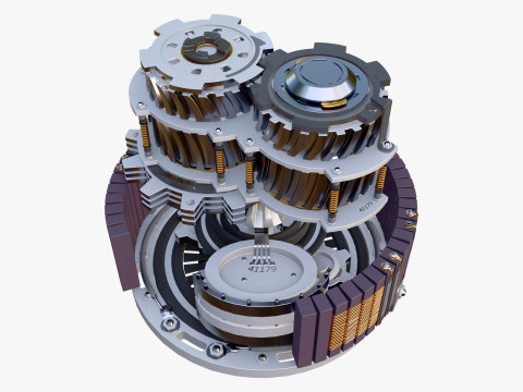 SciFi Electric Motor Gear Mechanism M1 Modèle 3D