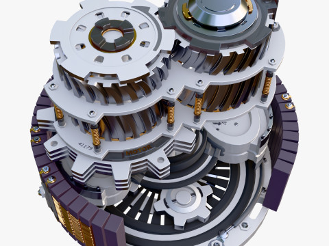 SciFi Electric Motor Gear Mechanism M1 3D Модель