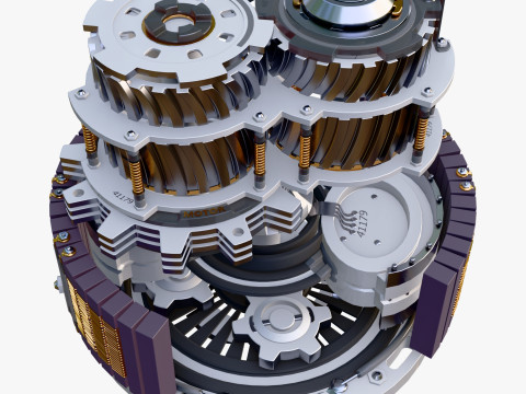 SciFi Electric Motor Gear Mechanism M1 3D Модель