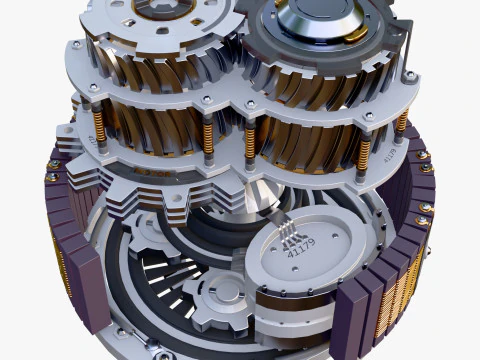 SciFi Electric Motor Gear Mechanism M1 3D Model