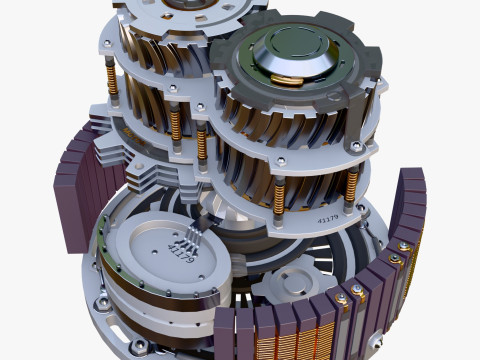 SciFi Electric Motor Gear Mechanism M1 3D Модель