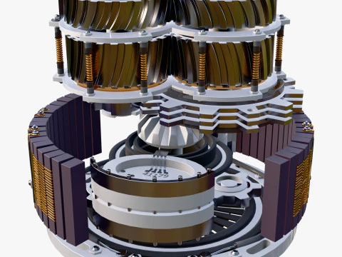 SciFi Electric Motor Gear Mechanism M1 3D Model