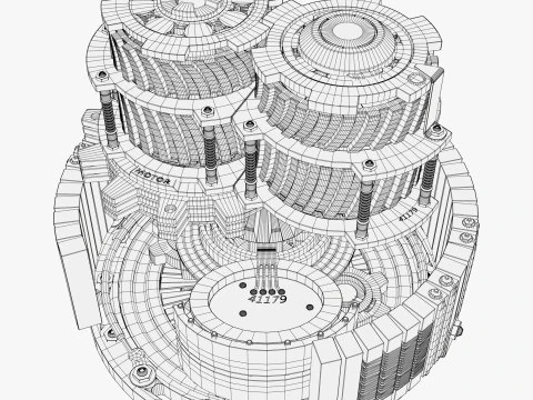 SciFi Electric Motor Gear Mechanism M1 3D Model