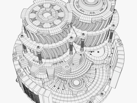 SciFi Electric Motor Gear Mechanism M1 3D Модель