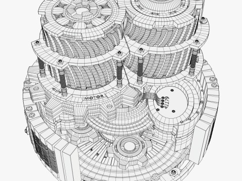 SciFi Electric Motor Gear Mechanism M1 3D Модель