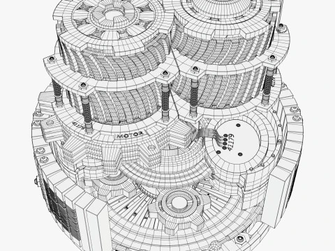 SciFi Electric Motor Gear Mechanism M1 3D Model