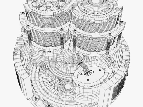 SciFi Electric Motor Gear Mechanism M1 3D Модель