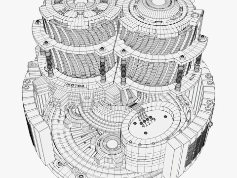 SciFi Electric Motor Gear Mechanism M1 3D Model