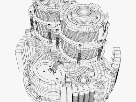 SciFi Electric Motor Gear Mechanism M1 3D Модель