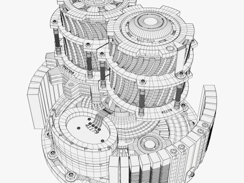 SciFi Electric Motor Gear Mechanism M1 3D Model